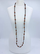 Jianhui London - Handmade Recycled Wood Diamond Bead Statement Necklace | 8-Strand Versatile Sustainable Jewelry