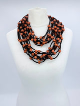 Jianhui London - Handmade Recycled Wood Diamond Bead Statement Necklace | 8-Strand Versatile Sustainable Jewelry