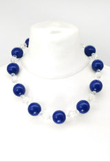 Vintage crystal balls and Wooden beads necklace
