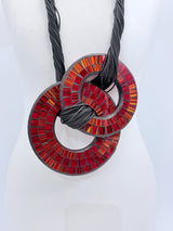 Boho Statement Mosaic Necklace or Round Bangle – Handmade Recycled Glass Art Jewelry - Medium & Small Set