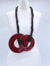 Boho Statement Mosaic Necklace or Round Bangle – Handmade Recycled Glass Art Jewelry - Medium & Small Set