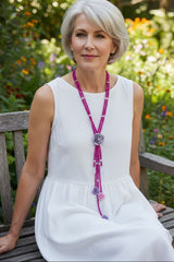 Rose clay with mother of pearls beads necklace