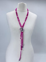 Rose clay with mother of pearls beads necklace