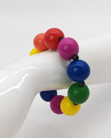 Round Recycled Wooden Beads Bracelet - 22mm Rainbow