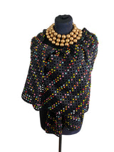 Laser Cut Shawl With Hand Painted Summer Multicolour With Black Speckles - Jianhui London
