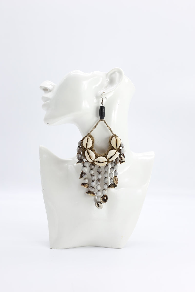 Upcycled Shells and Seeds Earrings with silver hooks - Jianhui London