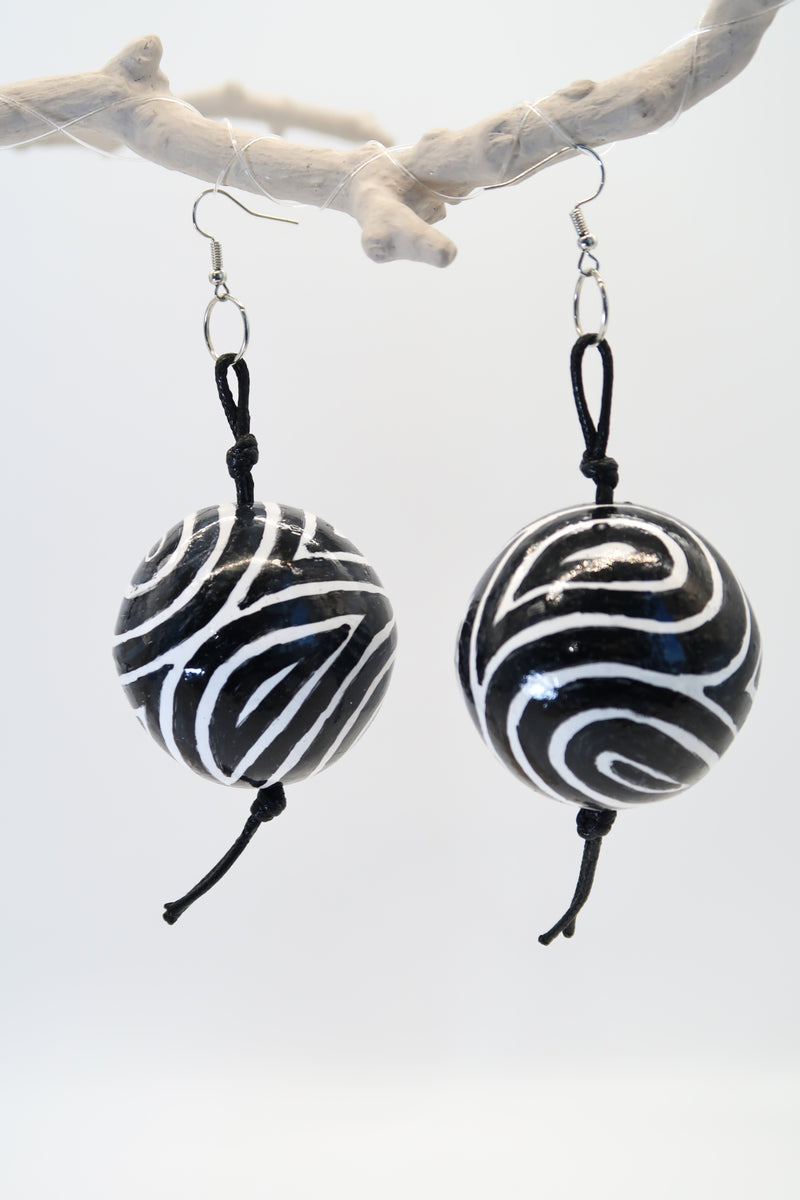 SUPER GIANT BEADS EARRINGS HANDMADE FROM RECYCLED WOOD