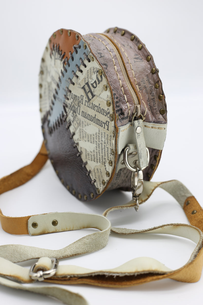 Hand Crafted Small Moon Bag From Recycled Leather - Jianhui London