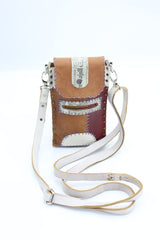 Hand Crafted Cross Body Cell Phone Bag From Recycled Leather - Jianhui London