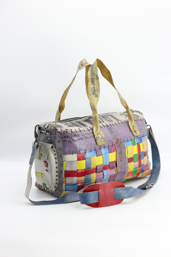 Hand Crafted Rainbow Travel Bag With LOVE From Recycled Leather - Jianhui London