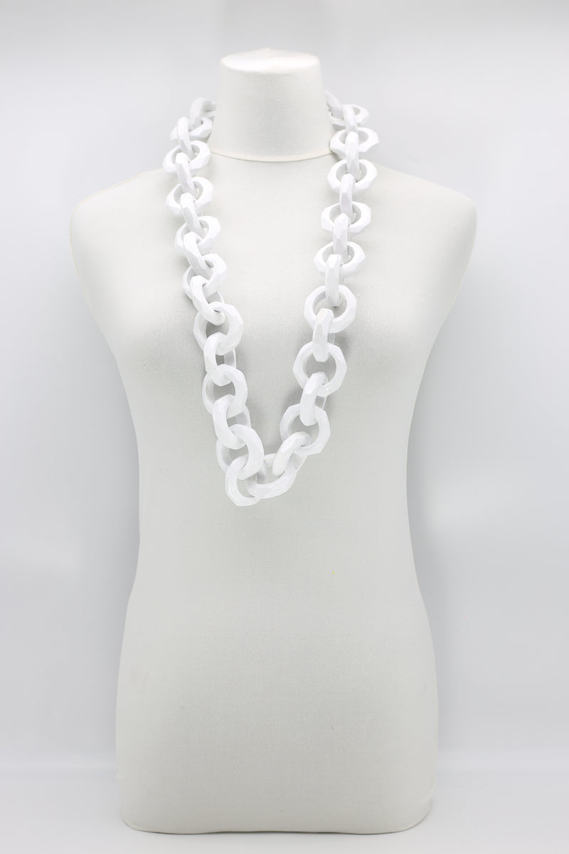 90cm Long Faceted Recycled Wooden Loop Chain