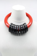 Big Ring With 10 Small Wheels Choker From Recycled Wood - Jianhui London