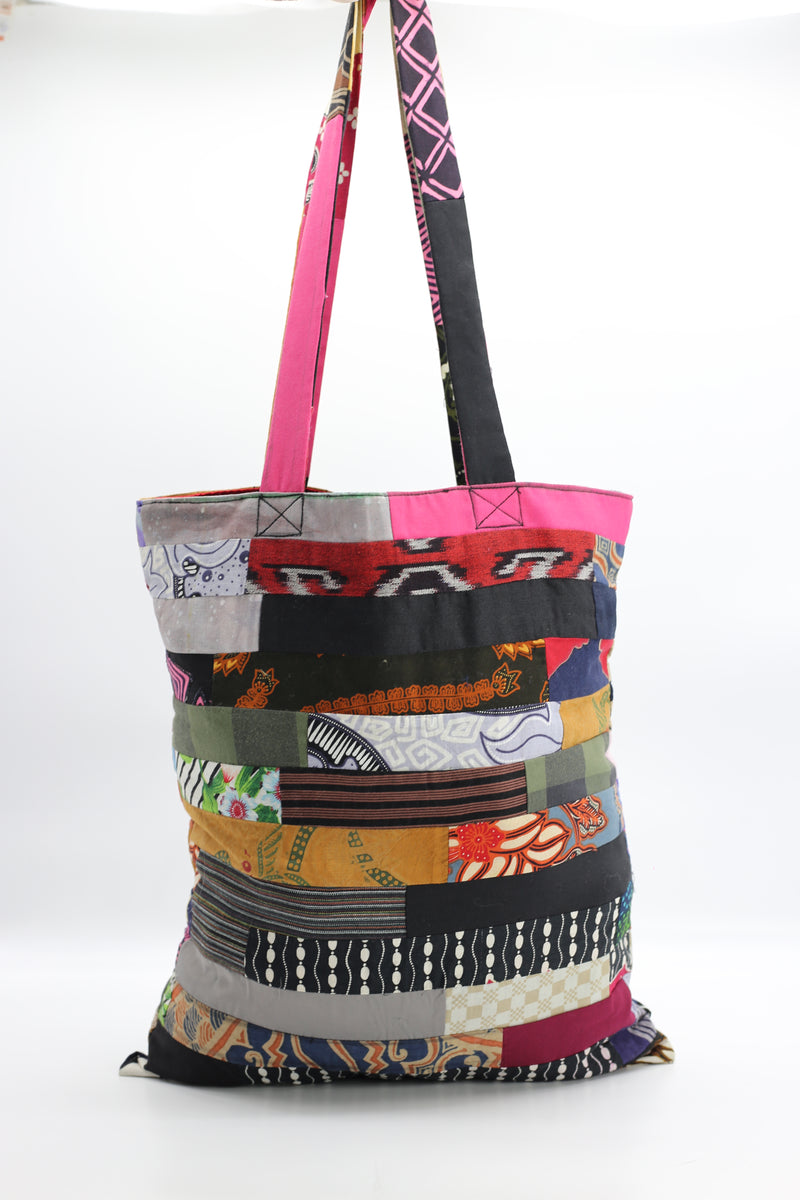 Reversable Handmade From Recycled Fabric Tote Bag