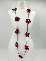 Single Strand Handmade Sakura Flower Necklace – Sustainable Floral Statement Necklace in Recycled Textile