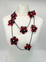 Single Strand Handmade Sakura Flower Necklace – Sustainable Floral Statement Necklace in Recycled Textile