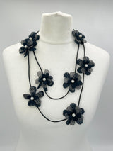Single Strand Handmade Sakura Flower Necklace – Sustainable Floral Statement Necklace in Recycled Textile