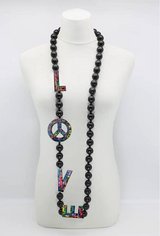 Jimi Hendrix Recycled Wooden Beads Love Necklace - Jianhui London