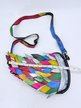 Handmade Recycled Leather Crossbody Bag – Unique Hummingbird Wing Design - Small