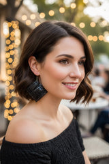Square Stitch – Handmade Thread-On Earrings - Sustainable Statement Jewellery