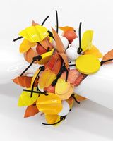 Butterflies Statement Bracelet with recycled wood beads and recycled plastic bottle leaf