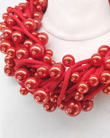 Faux Pearls on Textile Cord Necklaces - Large