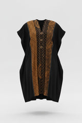 Sustainable Ramie Kaftan with Vintage Batik Patchwork | Lightweight Summer Dress