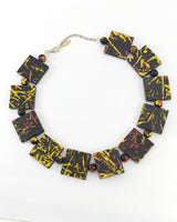 Lightweight Square Necklace Handmade from Recycled Wood – Boho Minimalist Style - Gilded