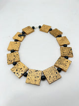 Lightweight Square Necklace Handmade from Recycled Wood – Boho Minimalist Style