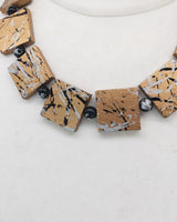 Lightweight Square Necklace Handmade from Recycled Wood – Boho Minimalist Style - Gilded