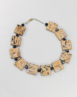 Lightweight Square Necklace Handmade from Recycled Wood – Boho Minimalist Style - Gilded