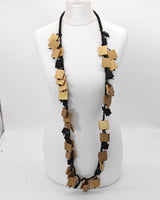 Wooden Squares Necklaces - Duo - Long