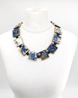 Lightweight Square Necklace Handmade from Recycled Wood – Boho Minimalist Style - Gilded