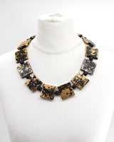 Lightweight Square Necklace Handmade from Recycled Wood – Boho Minimalist Style - Gilded