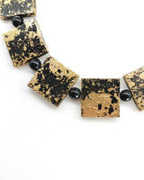 Lightweight Square Necklace Handmade from Recycled Wood – Boho Minimalist Style - Gilded