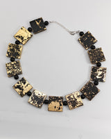 Lightweight Square Necklace Handmade from Recycled Wood – Boho Minimalist Style - Gilded