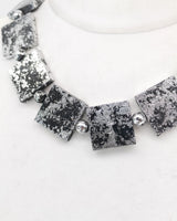 Lightweight Square Necklace Handmade from Recycled Wood – Boho Minimalist Style - Gilded