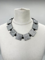 Lightweight Square Necklace Handmade from Recycled Wood – Boho Minimalist Style