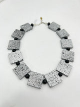 Lightweight Square Necklace Handmade from Recycled Wood – Boho Minimalist Style