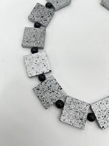 Lightweight Square Necklace Handmade from Recycled Wood – Boho Minimalist Style
