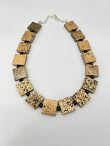Lightweight Square Necklace Handmade from Recycled Wood – Minimalist Style - Small