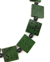 Lightweight Square Necklace Handmade from Recycled Wood – Boho Minimalist Style