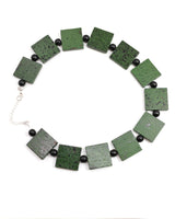 Lightweight Square Necklace Handmade from Recycled Wood – Boho Minimalist Style
