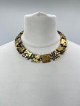 Lightweight Square Necklace Handmade from Recycled Wood – Minimalist Style - Small - Gilded