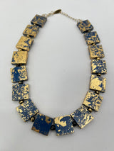 Lightweight Square Necklace Handmade from Recycled Wood – Minimalist Style - Small - Gilded