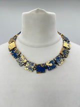 Lightweight Square Necklace Handmade from Recycled Wood – Minimalist Style - Small - Gilded