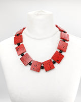 Lightweight Square Necklace Handmade from Recycled Wood – Boho Minimalist Style