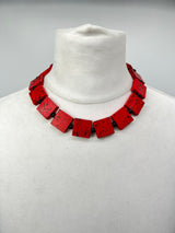 Lightweight Square Necklace Handmade from Recycled Wood – Minimalist Style - Small