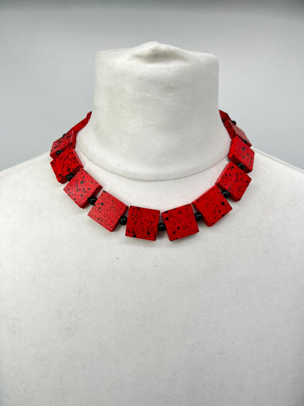 Jianhui London – Santa Fe Weaving Gallery Jianhui London red beaded sustainable pashmina necklace NWT main image 1