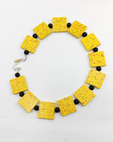 Lightweight Square Necklace Handmade from Recycled Wood – Boho Minimalist Style