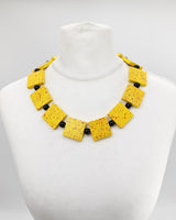 Lightweight Square Necklace Handmade from Recycled Wood – Boho Minimalist Style